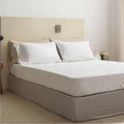 100% Linen White/Sage Green Solid Fitted Sheet Sets - Fredesigner