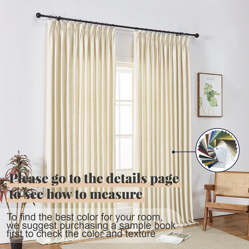 Linen Ready Made Privacy Curtains Pinch Pleat Unlined Chevrons