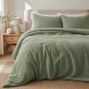 2-Layer Gauze Muslin Cotton Duvet Cover - Green browser generated product photo