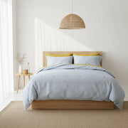 Blue and White Striped Contrast Button Duvet Cover - Fredesigner
