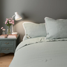 100% Linen Custom Embroidery Comforter Set with Lace Edge - Fredesigner