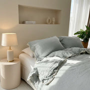 Light Blue Lace-Trimmed Duvet Cover - Fredesigner