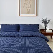 Navy Blue Vertical Striped Duvet Cover - Fredesigner