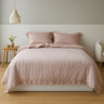 White Wide Stripes Linen Breathable Comforter Set - Fredesigner