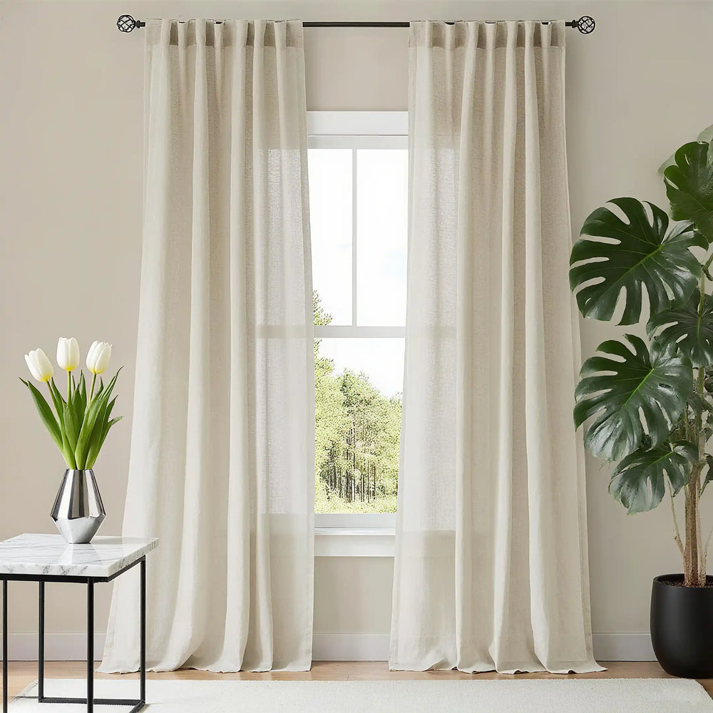 Solid Color White Sheer Window Curtains