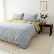 Blue and White Striped Contrast Button Duvet Cover - Fredesigner