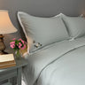 100% Linen Custom Embroidery Comforter Set with Lace Edge - Fredesigner