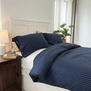 Navy Blue Vertical Striped Duvet Cover - Fredesigner