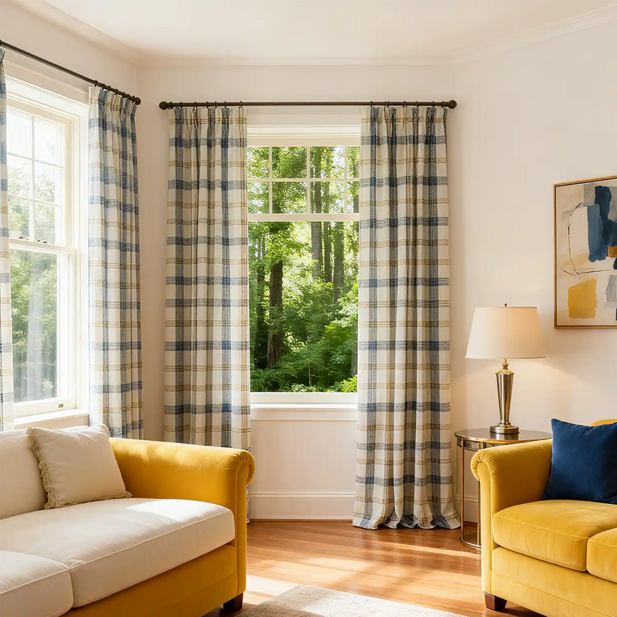 Window Plaid Curtains Windowpane Plaid Curtains Genia - Fredesigner