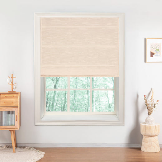 Custom Textured Sheer Roman Shade color option Pink(#J401-16)