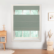 Custom White Linen Plain Fold Roman Shade color option Steel Gray(
