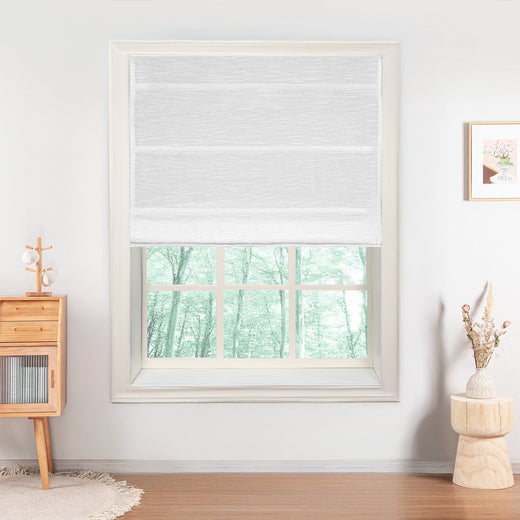 Custom White Linen Plain Fold Roman Shade color option White (#J401-1)