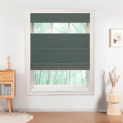 Custom Textured Sheer Roman Shade color option Midnight Green(