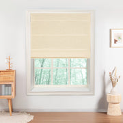 Custom White Linen Plain Fold Roman Shade color option Birch (