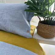 Blue and White Striped Contrast Button Duvet Cover - Fredesigner
