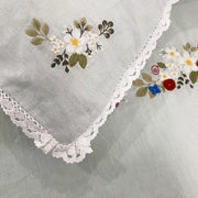 100% Linen Custom Embroidery Comforter Set with Lace Edge - Fredesigner