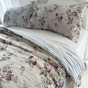 Rose Print Lace Trimmed Linen Bedding Set - Fredesigner