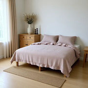 White Wide Stripes Linen Breathable Comforter Set - Fredesigner