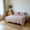 White Wide Stripes Linen Breathable Comforter Set - Fredesigner