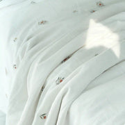 3-Pieces White and Green Embroidered Duvet Covers - Fredesigner