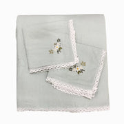 100% Linen Custom Embroidery Comforter Set with Lace Edge - Fredesigner