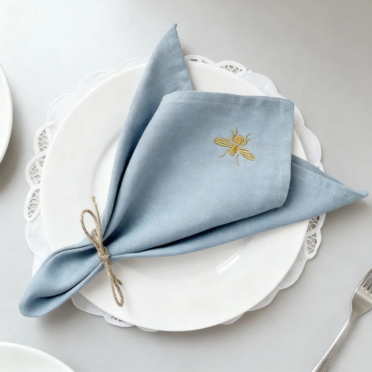 100% Linen Beverage Party Napkin With Embroidery - Fredesigner