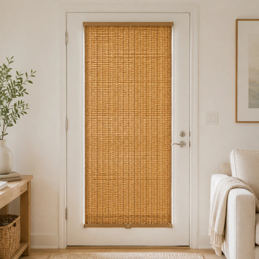 Custom Nomi French Door Bamboo Shades - french door full view