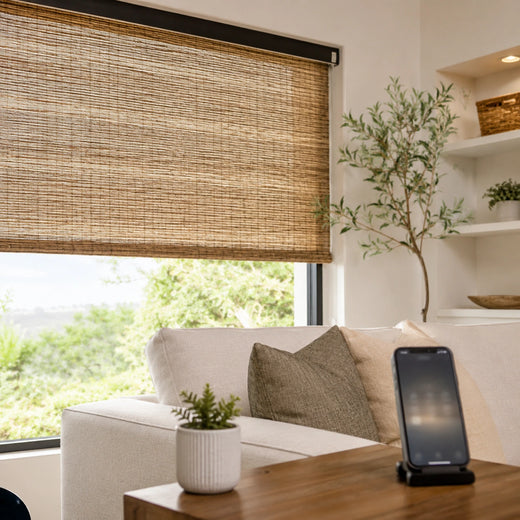 Custom Hazel Motorized Bamboo Shades and Blinds - smart home context