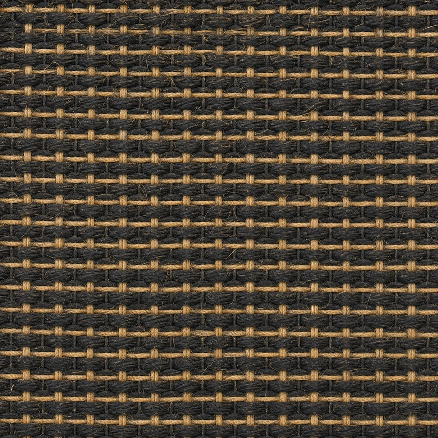 Custom Natural Black Gold Top Down Bottom Up Bamboo Shades - Black Gold woven bamboo material close-up
