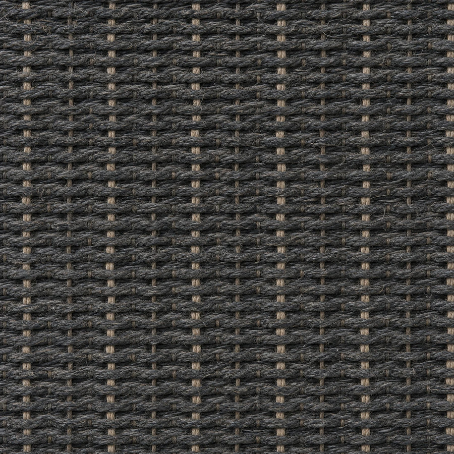 Custom Natural Black Gray Top Down Bottom Up Bamboo Shades - Black Gray woven bamboo material close-up