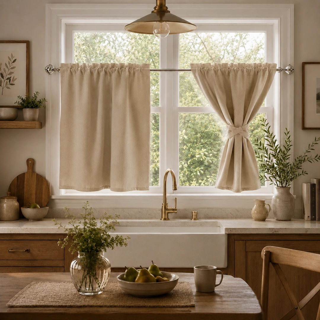 Velvet Kitchen Window Cafe Curtains  Bolonia - Fredesigner