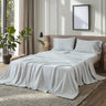100% Linen Sage Green Checkered Bed Sheet Set - Fredesigner