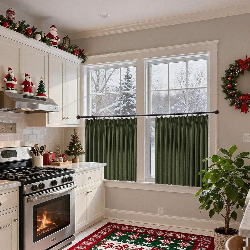 Christmas dark green curtains