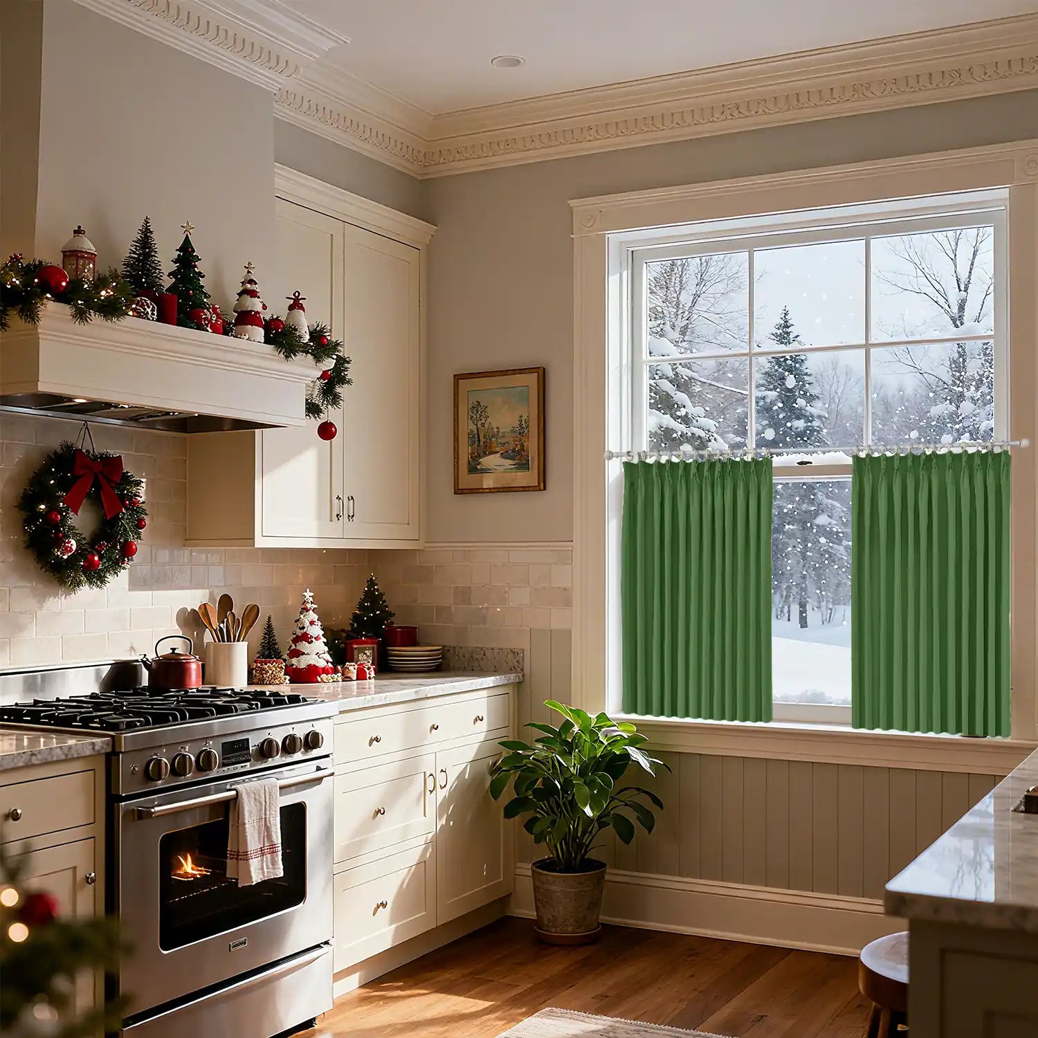 Christmas kitchen window cafe curtains