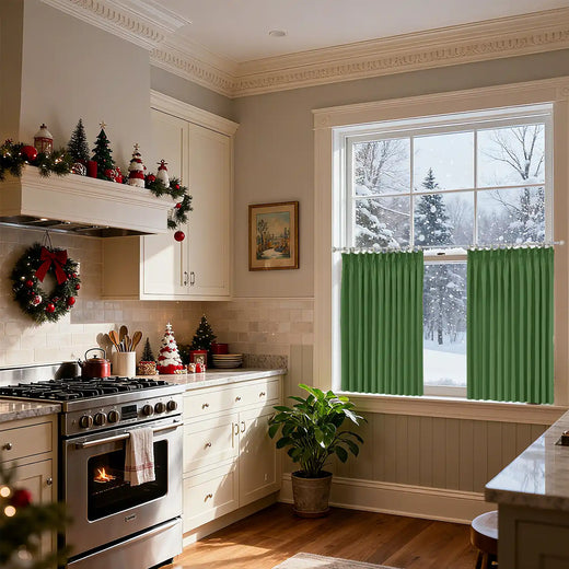 Christmas kitchen window cafe curtains