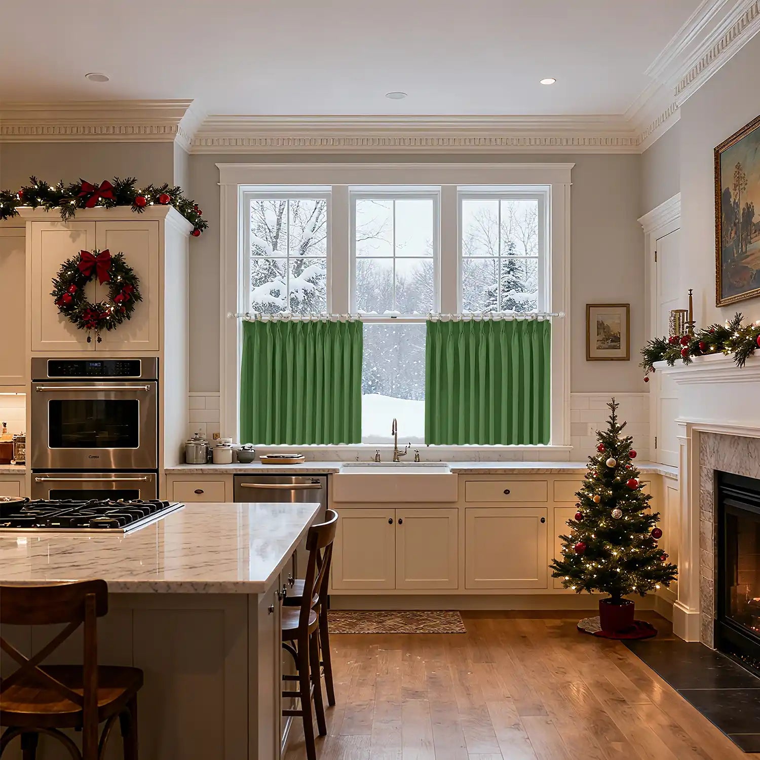 Christmas linen cafe curtains