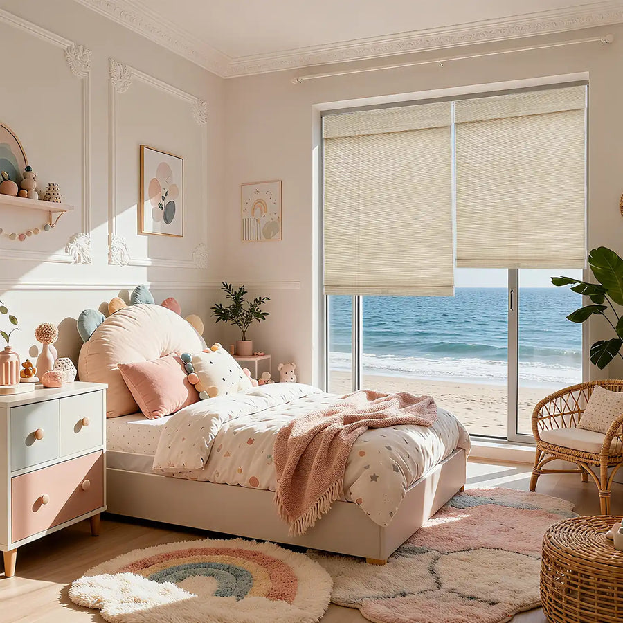 roman shades with curtains