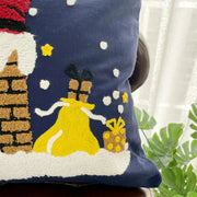Deep Blue Christmas Embroidery Pillowcase - Fredesigner