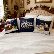 Deep Blue Christmas Embroidery Pillowcase - Fredesigner