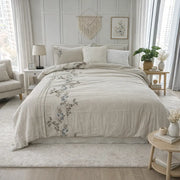 Embroidered Floral Duvet Cover - Fredesigner