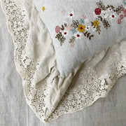Embroidered Lace-Trim Duvet Cover - Fredesigner