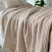 White Wide Stripes Linen Breathable Comforter Set - Fredesigner