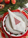 100% Linen Christmas Napkin With Custom Embroidery - Fredesigner