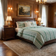 Contrast Color Green Stripe Duvet Cover - Fredesigner