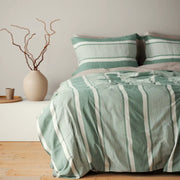 Contrast Color Green Stripe Duvet Cover - Fredesigner