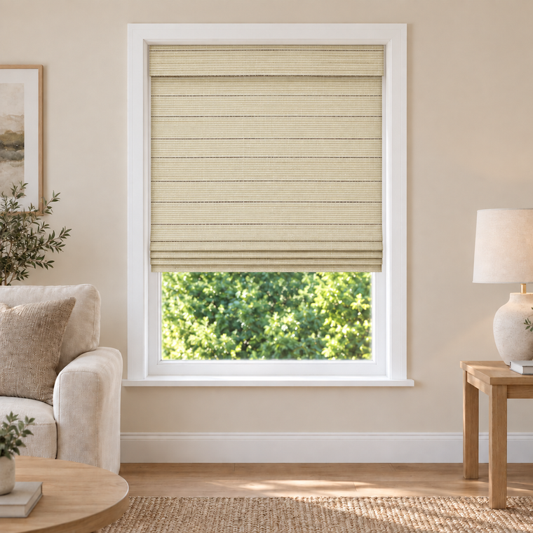 Auvia Edit NA0801 woven shade in a furnished American living room
