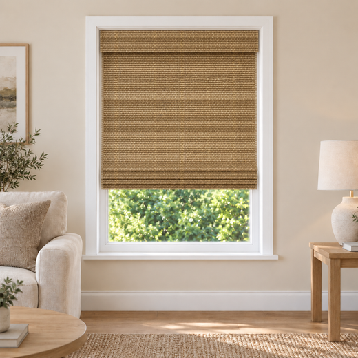 Auvia Edit NA0812 woven shade in a furnished American living room