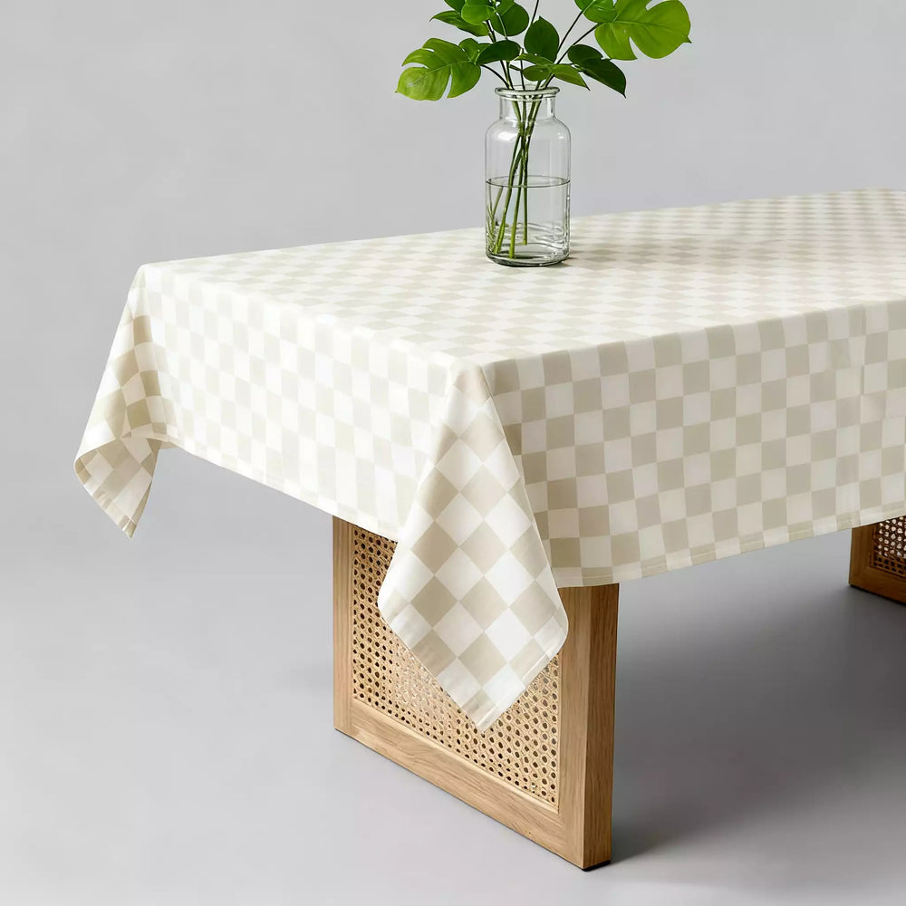 Beige Checkered Tablecloth Tables Plaid - Fredesigner
