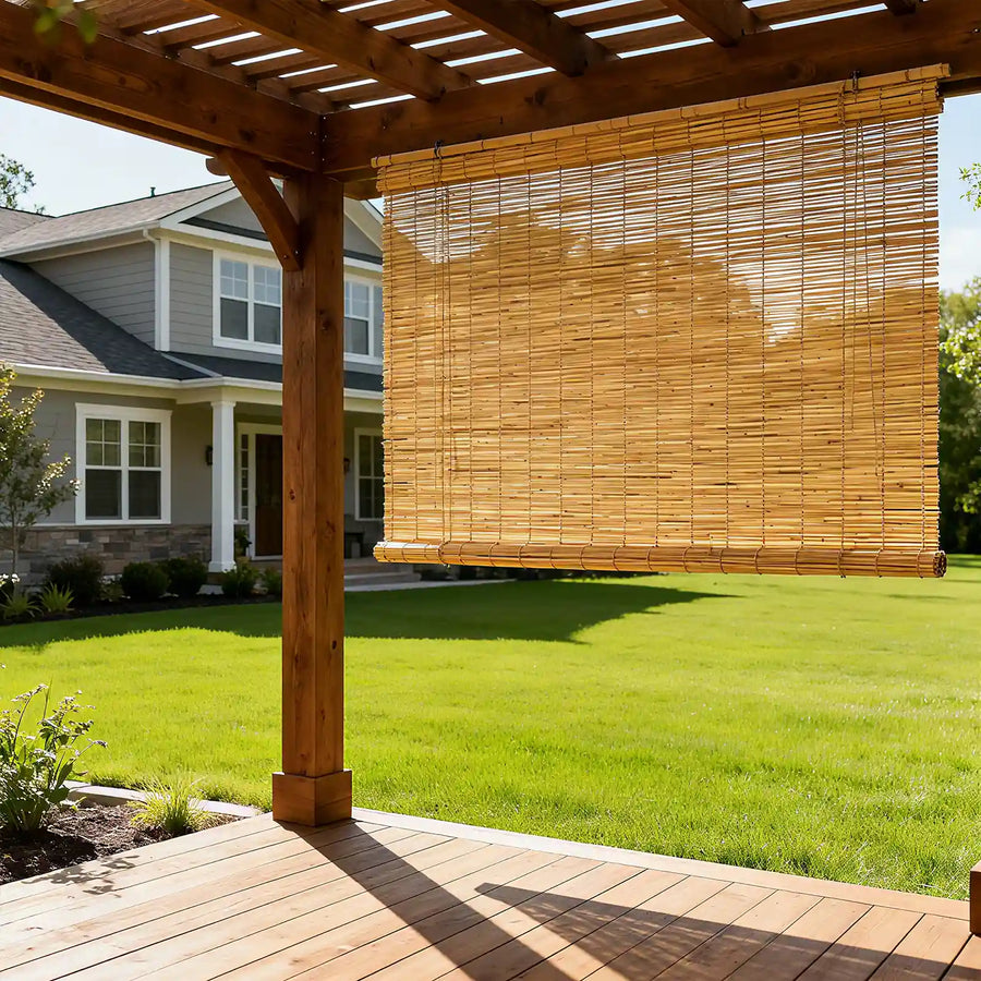 Outdoor Curtain Bamboo Roman Shade - Fredesigner