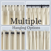 Linen Ready Made Privacy Curtains Pinch Pleat Unlined Chevrons